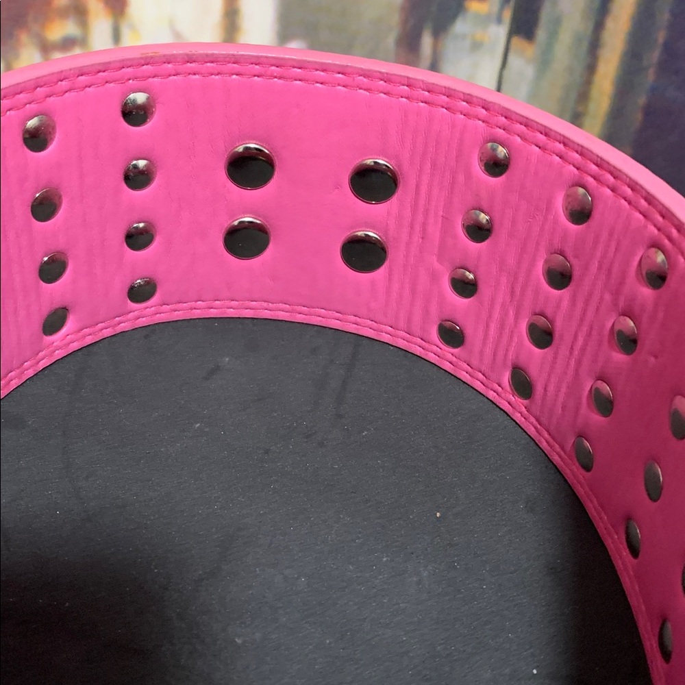Heavy-Duty 4-Row Spiked Pink Dog Collar – XL / XXL – Punk Goth Style - Picture 9 of 9